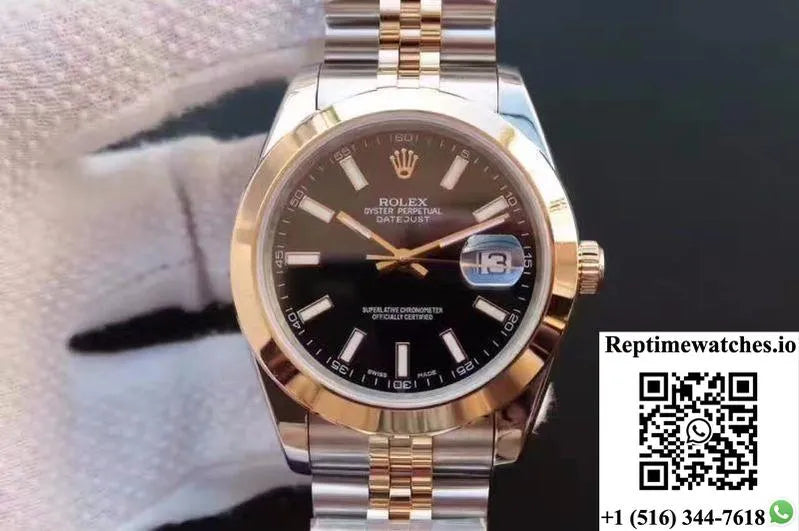 Rolex Datejust 41 126303 Gold Wrapped Black Dial-Rep Time Watches