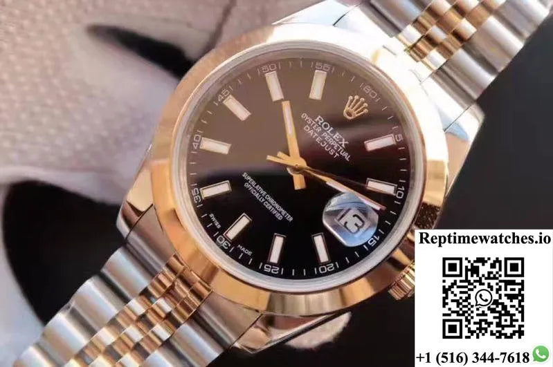 Rolex Datejust 41 126303 Gold Wrapped Black Dial-Rep Time Watches