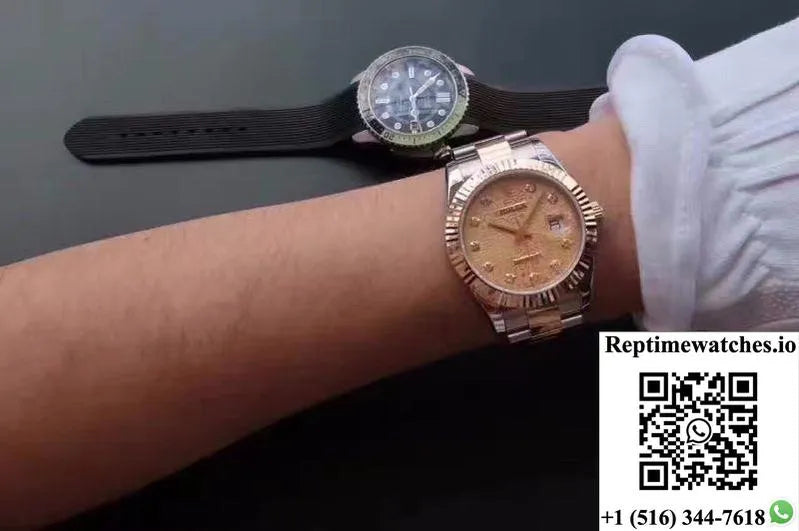 Rolex Datejust Ii 126333 41Mm Diamond-Studded Rose Gold Texture Dial-Rep Time Watches