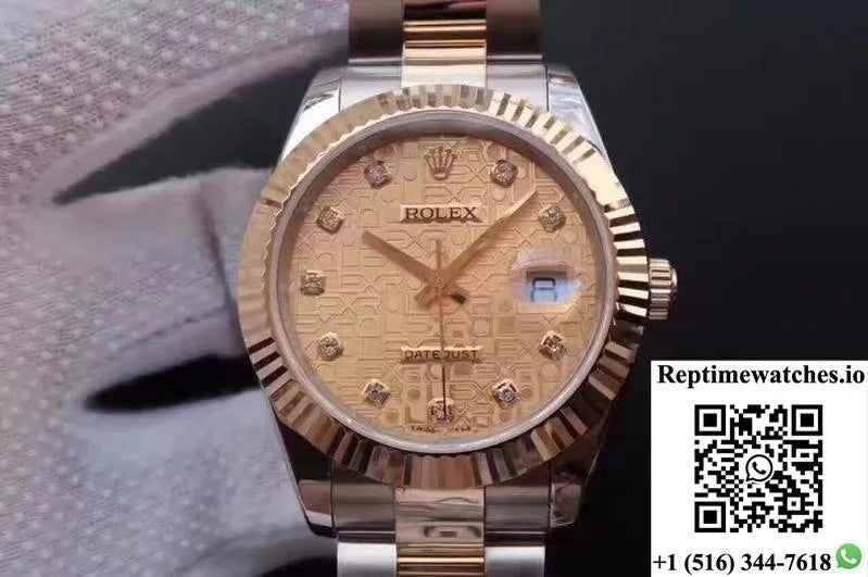 Rolex Datejust Ii 126333 41Mm Diamond-Studded Rose Gold Texture Dial-Rep Time Watches