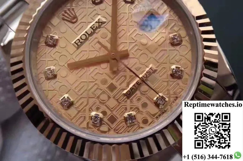 Rolex Datejust Ii 126333 41Mm Diamond-Studded Rose Gold Texture Dial-Rep Time Watches