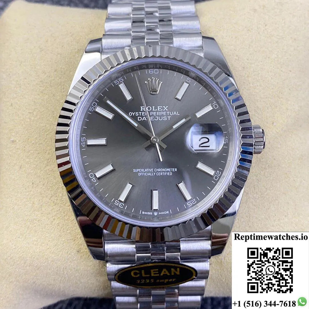 Rolex Datejust M126334-0014 Clean Factory Grey Dial 904L Stainless Steel-Rep Time Watches