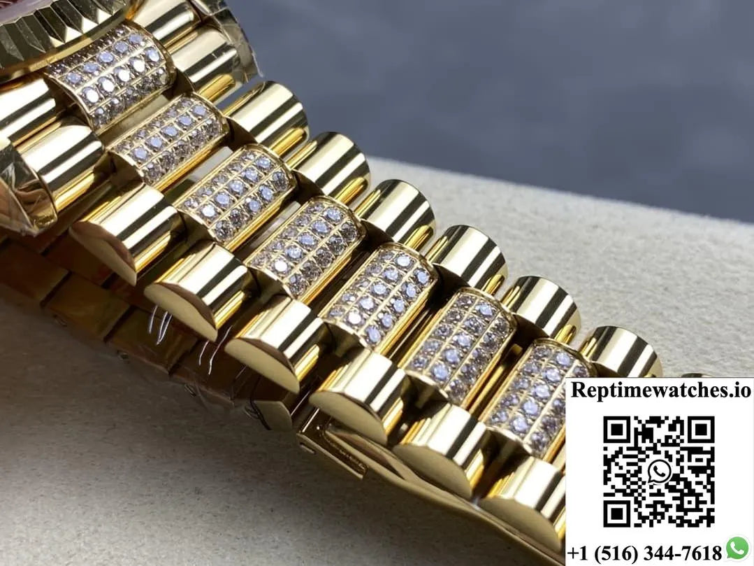 Rolex Day-Date M128238-0024 8+ Factory Gold Color Strap-Rep Time Watches