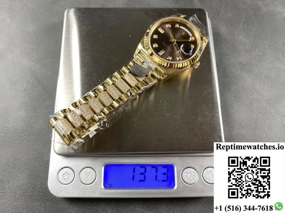 Rolex Day-Date M128238-0024 8+ Factory Gold Color Strap-Rep Time Watches