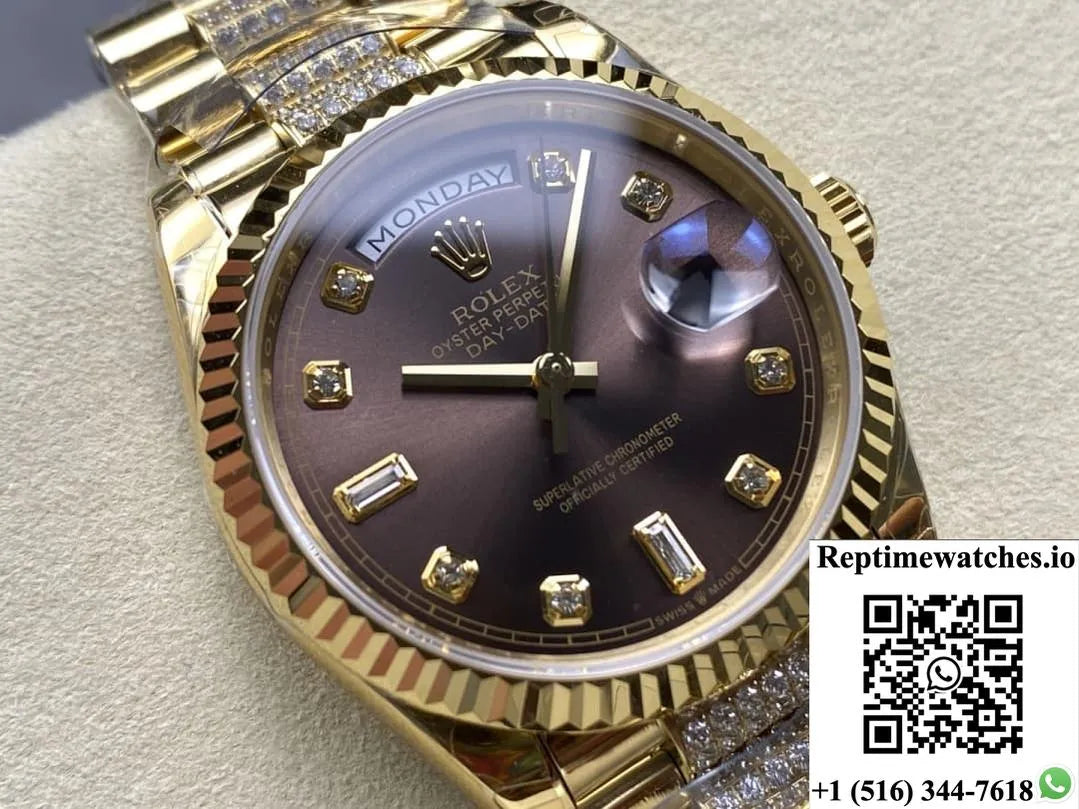 Rolex Day-Date M128238-0024 8+ Factory Gold Color Strap-Rep Time Watches
