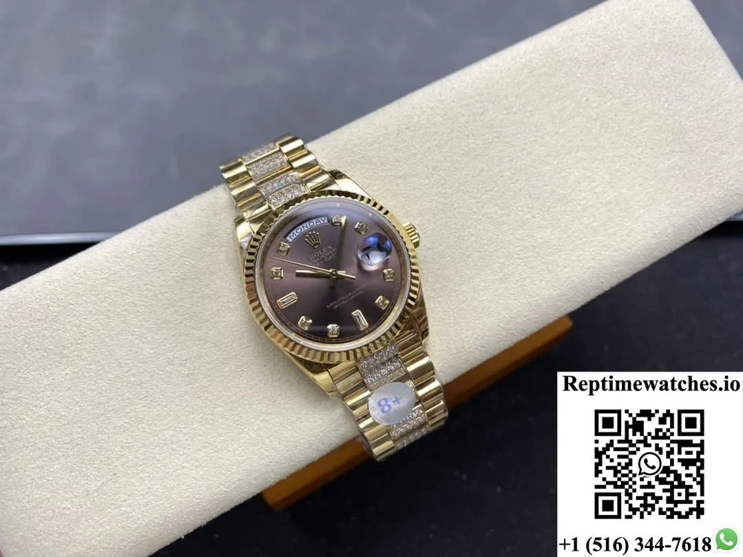 Rolex Day-Date M128238-0024 8+ Factory Gold Color Strap-Rep Time Watches