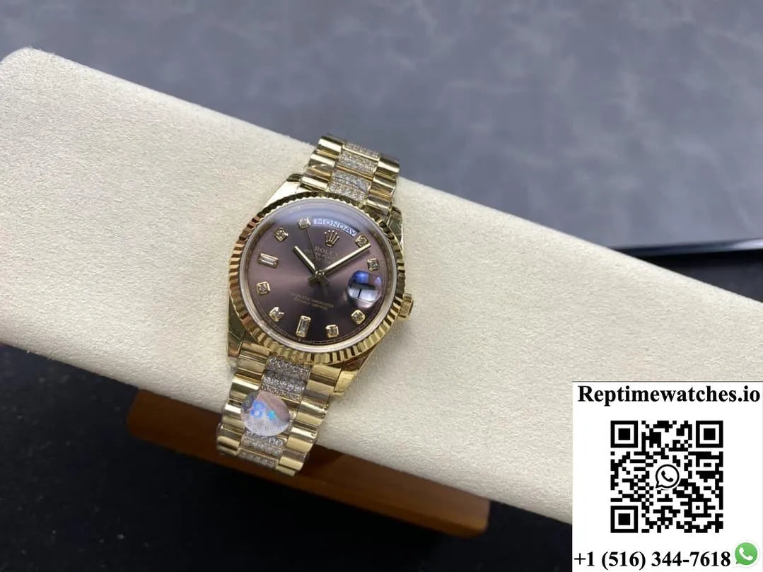 Rolex Day-Date M128238-0024 8+ Factory Gold Color Strap-Rep Time Watches