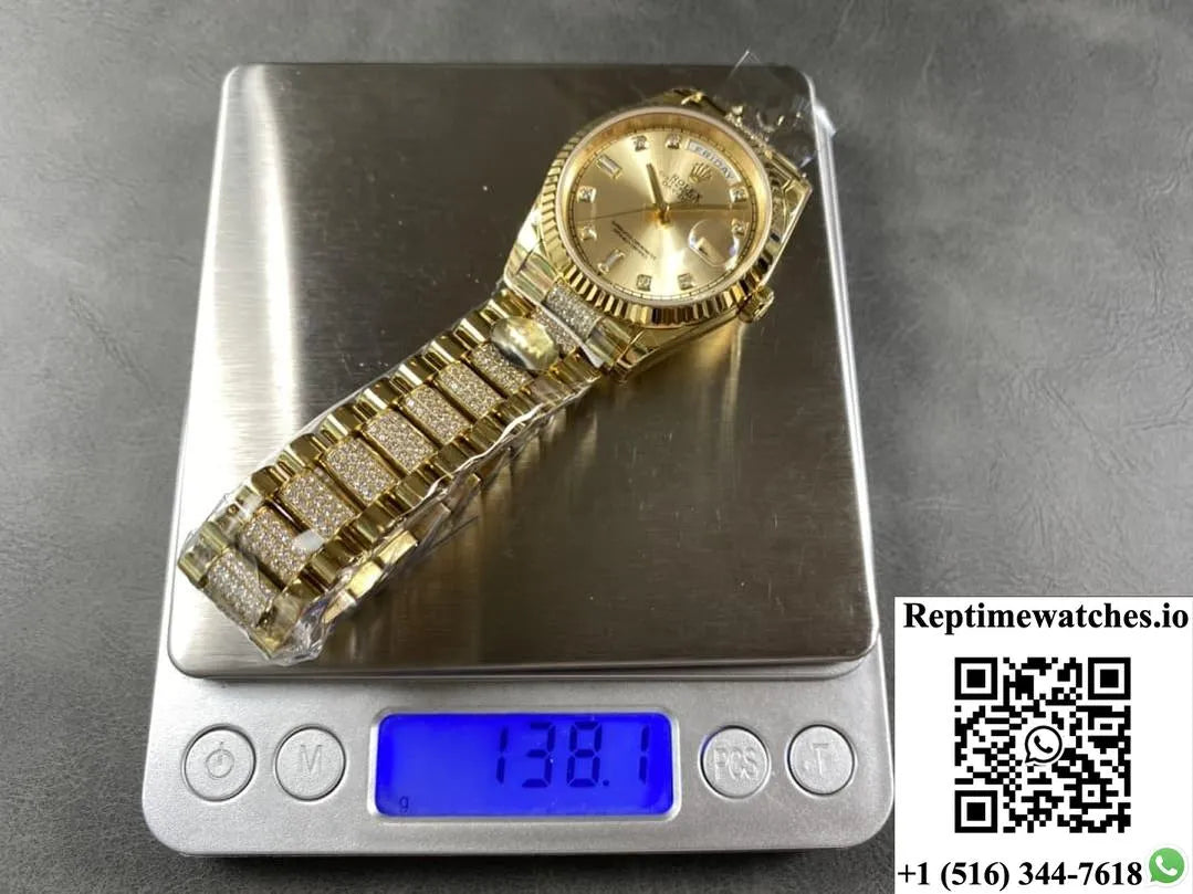 Rolex Day-Date M128238-0026 8+ Factory Diamond Hour Markers-Rep Time Watches