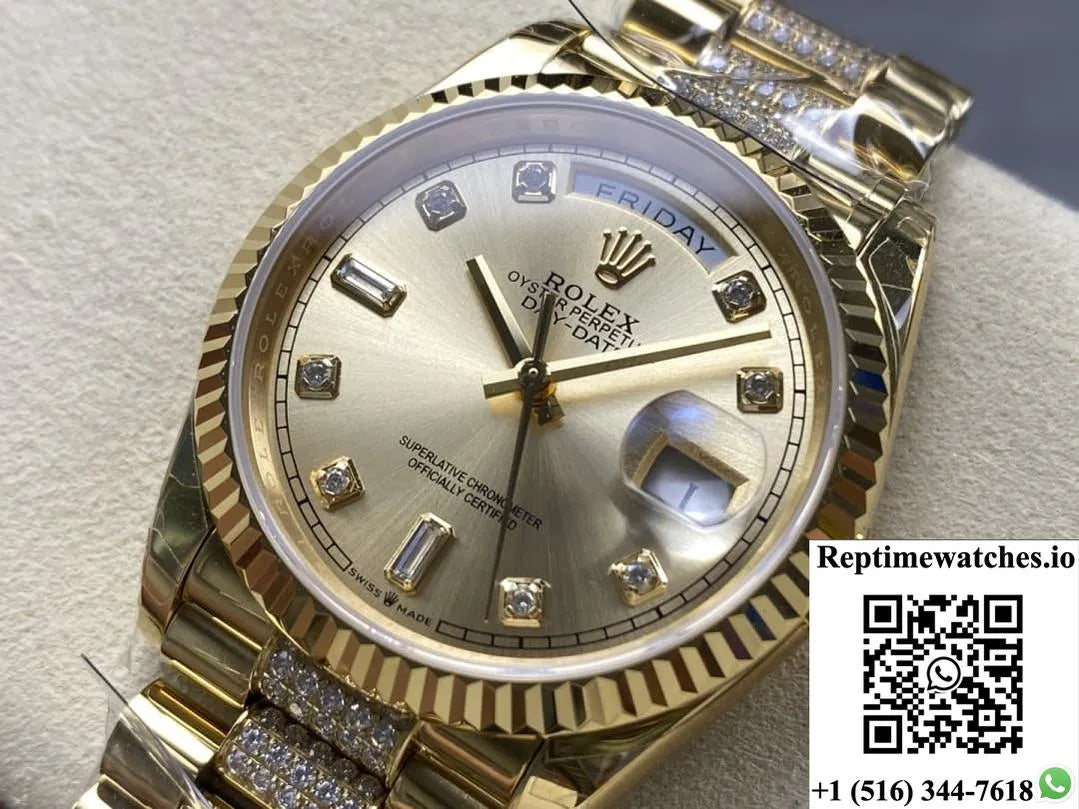 Rolex Day-Date M128238-0026 8+ Factory Diamond Hour Markers-Rep Time Watches
