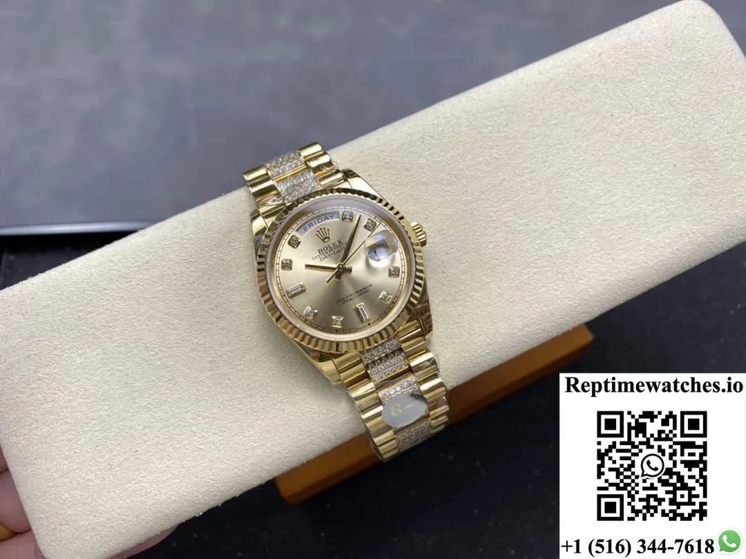 Rolex Day-Date M128238-0026 8+ Factory Diamond Hour Markers-Rep Time Watches