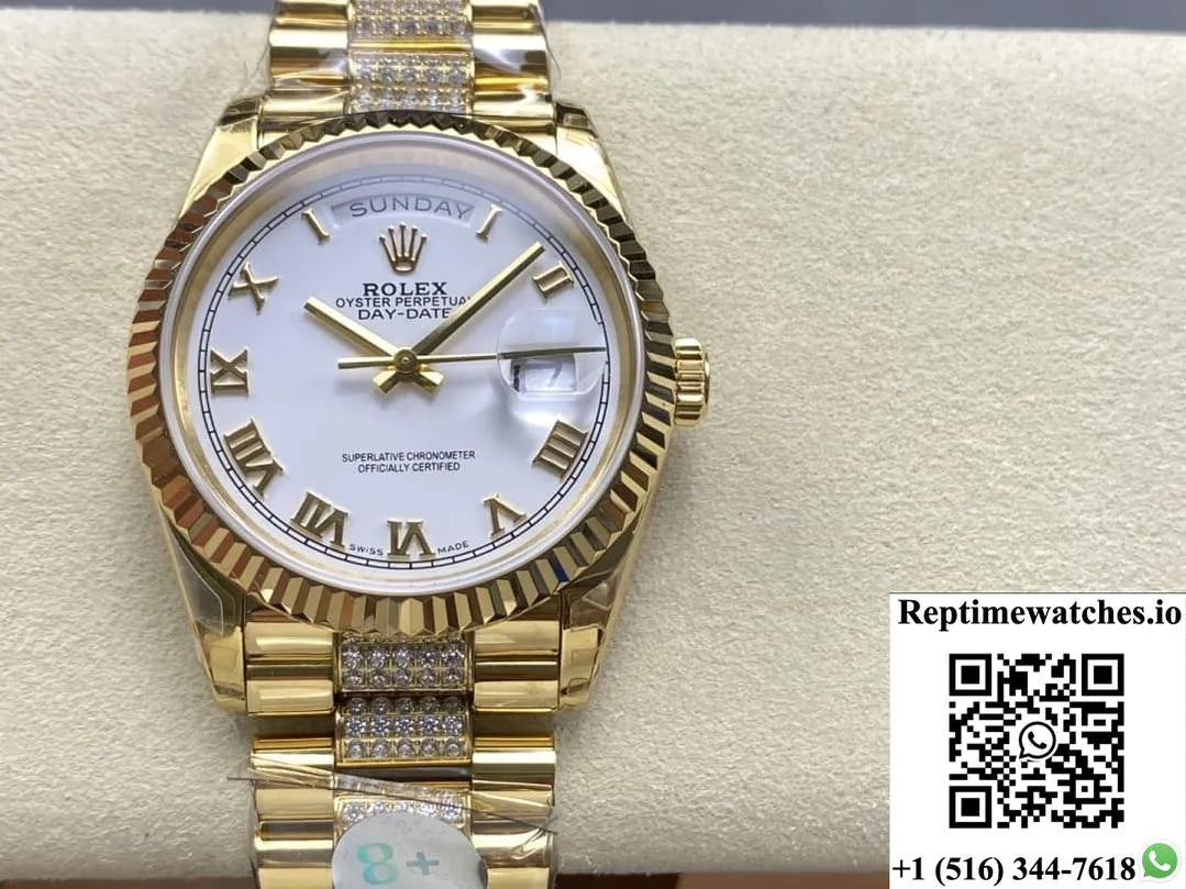 Rolex Day-Date M128238-0077 8+ Factory Gold Color Case-Rep Time Watches