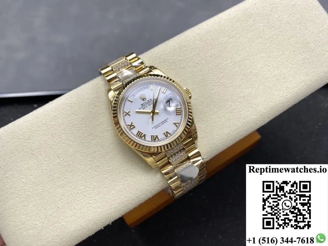 Rolex Day-Date M128238-0077 8+ Factory Gold Color Case-Rep Time Watches