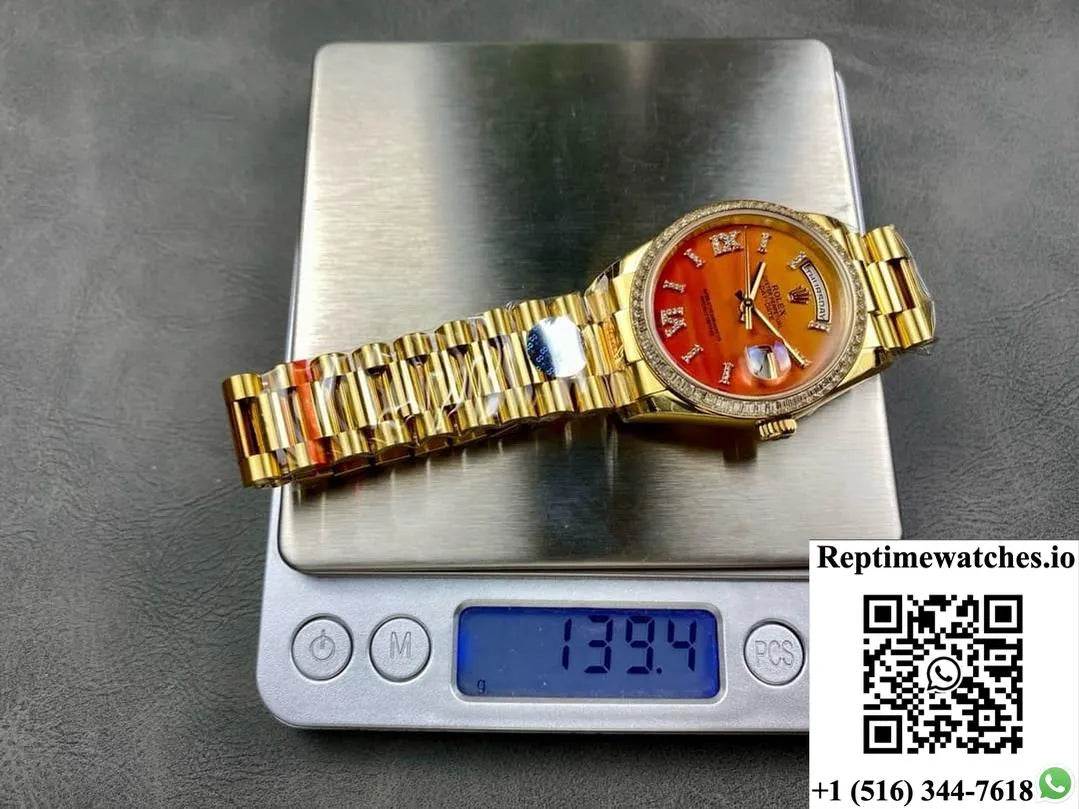 Rolex Day-Date M128398Tbr-0018 8+ Factory Gold Case-Rep Time Watches