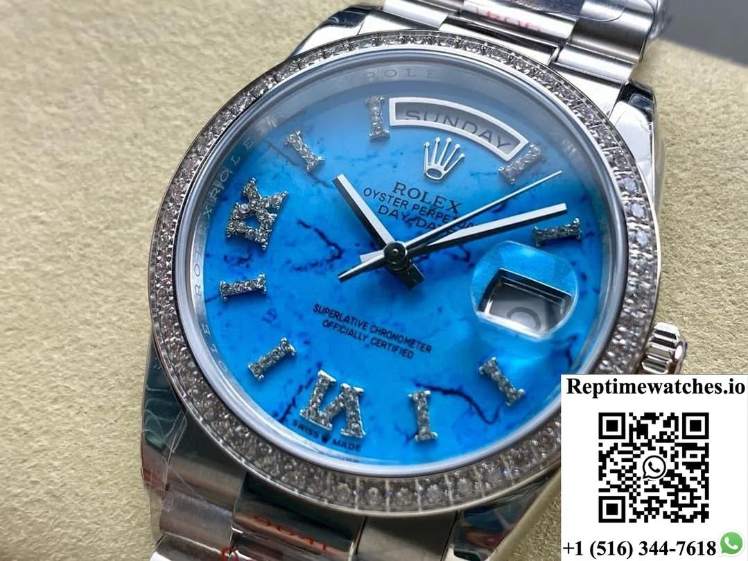Rolex Day-Date Model M128396Tbr-0016 8+ Factory Stainless Steel Strap-Rep Time Watches