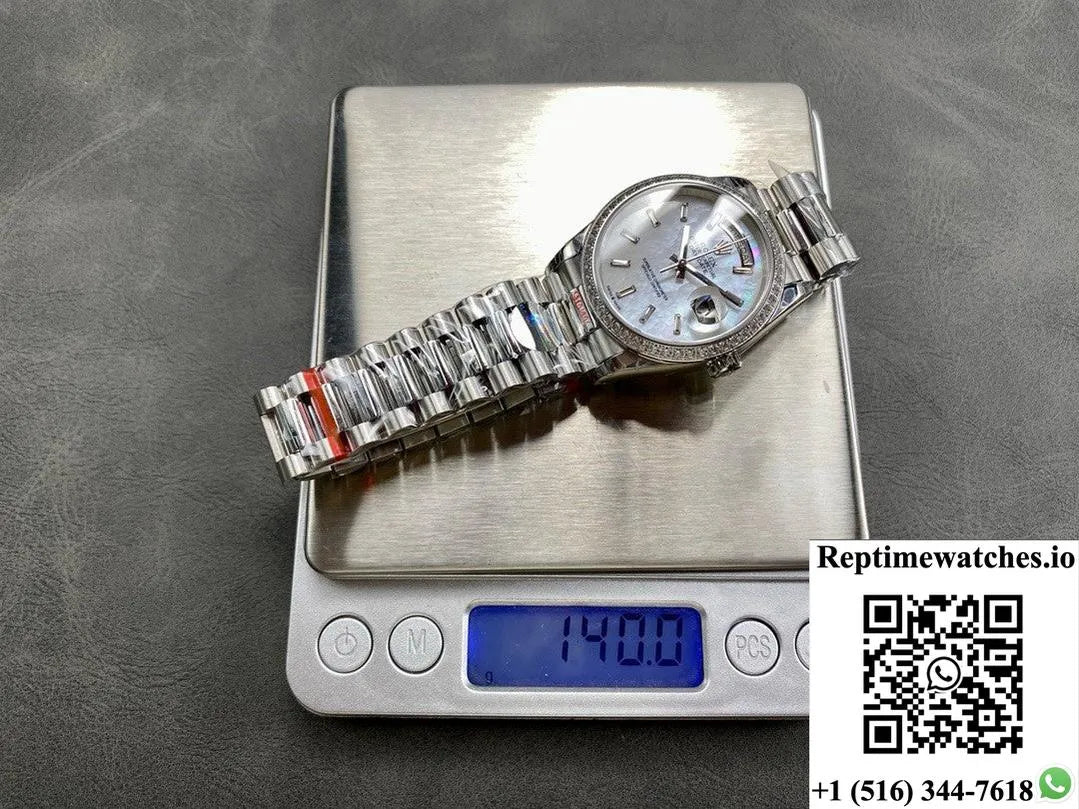 Rolex Day-Date Model M228349Rbr-0046 8+ Factory White Dial-Rep Time Watches