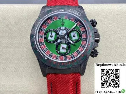 Rolex Daytona Cosmograph Carbon Fiber Diw Custom Version Noob Factory Green Dial-Rep Time Watches
