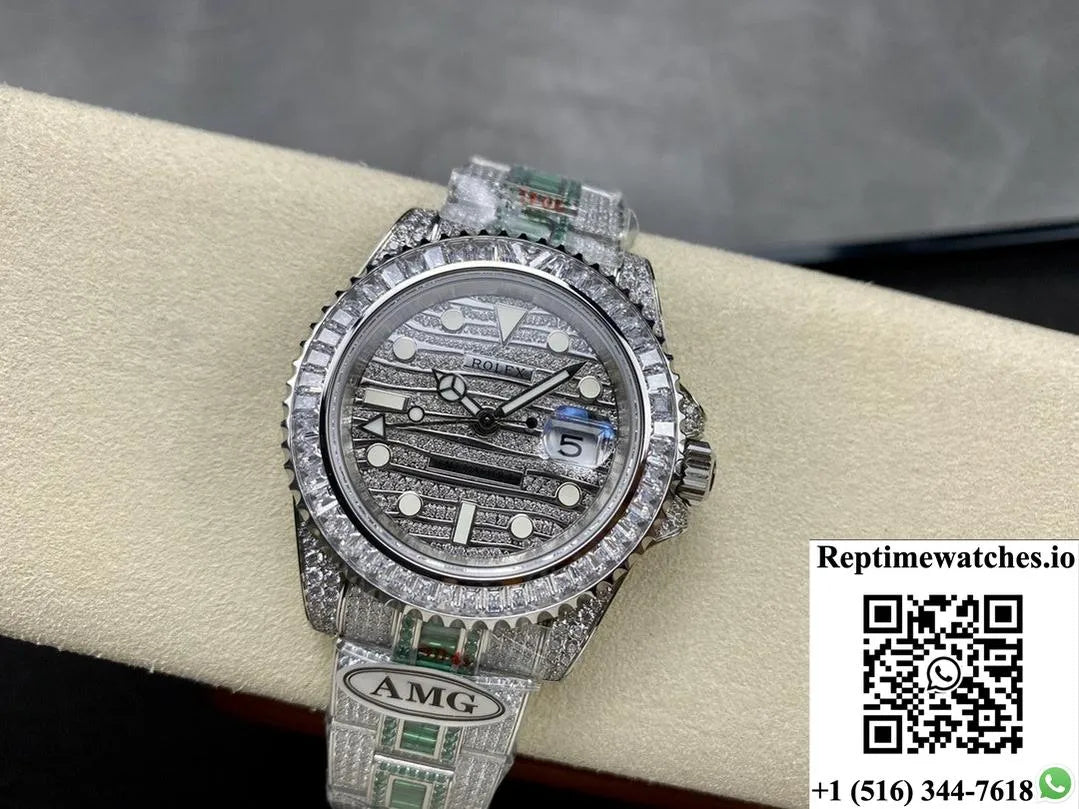 Rolex Gmt Master 116769Tbr-74780B Amg Factory Diamond Bezel-Rep Time Watches