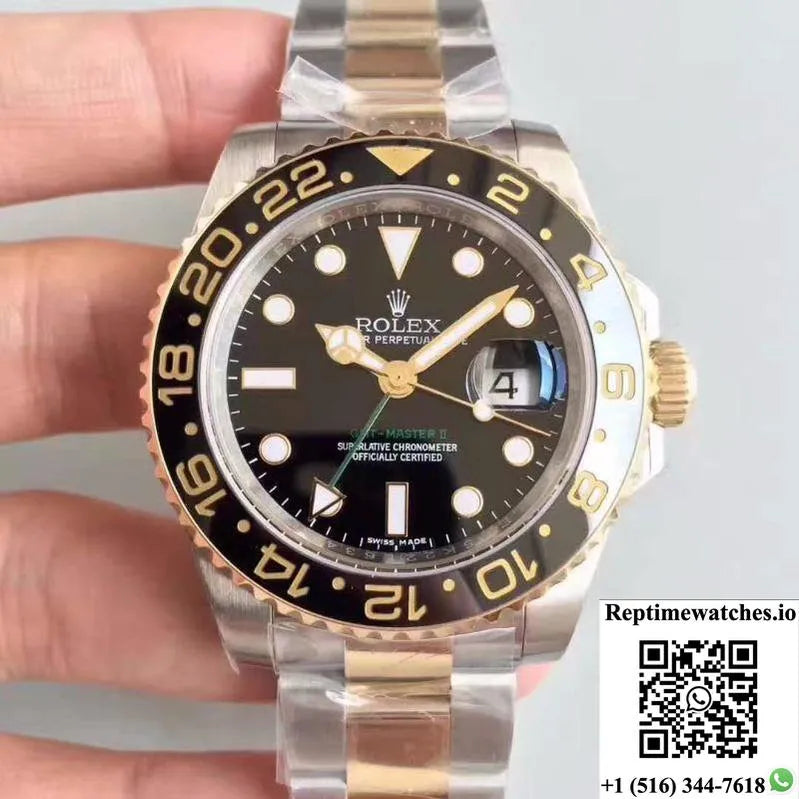 Rolex Gmt-Master Ii 116713Ln Noob Factory V9 Rose Gold Bezel-Rep Time Watches
