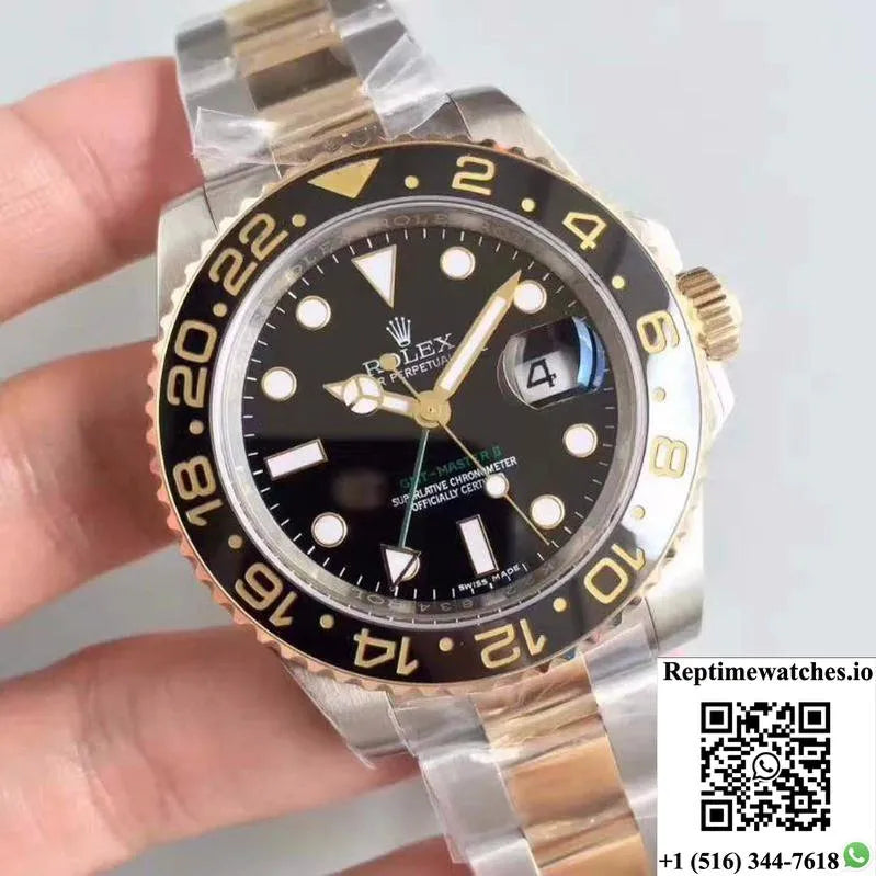 Rolex Gmt-Master Ii 116713Ln Noob Factory V9 Rose Gold Bezel-Rep Time Watches