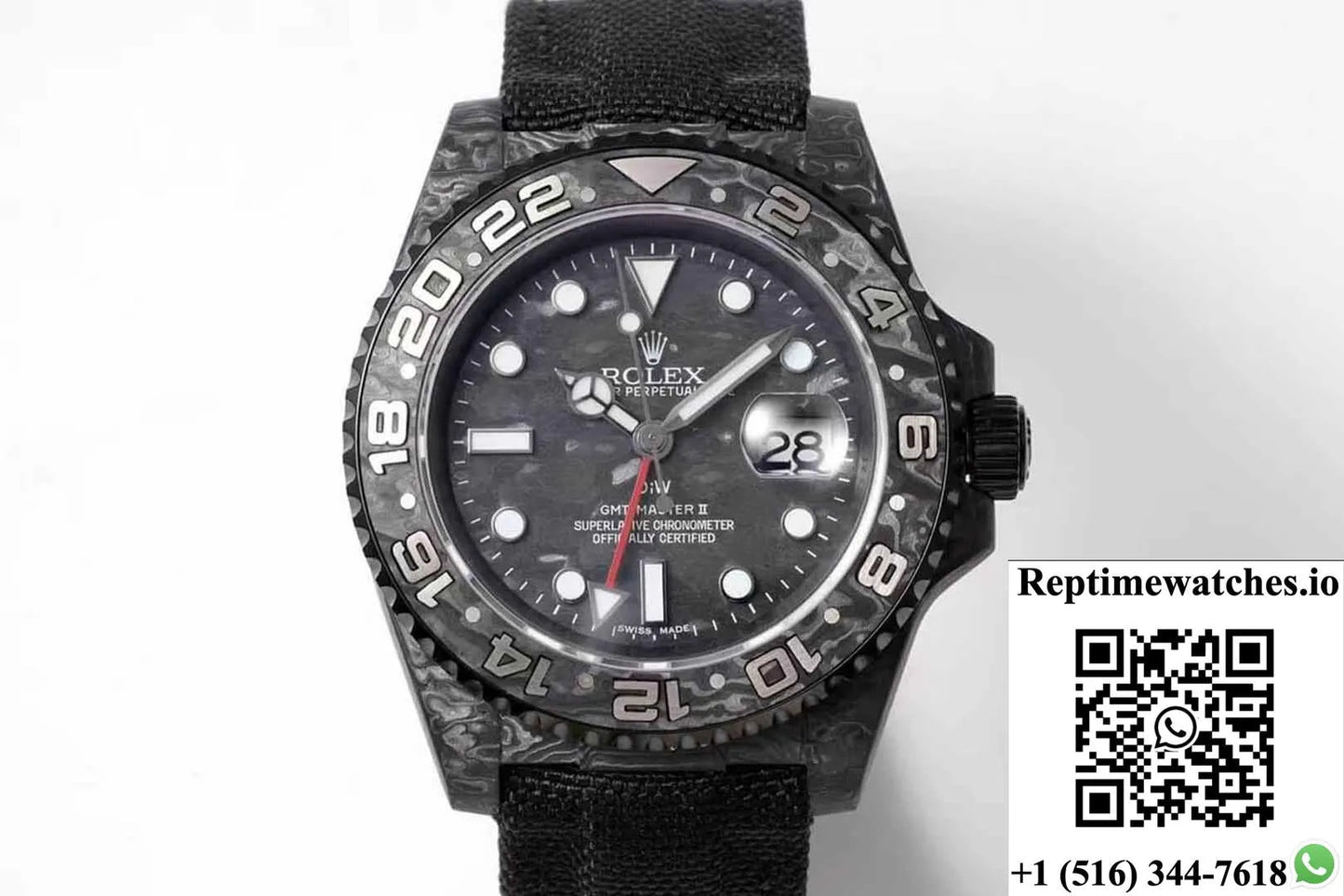 Rolex Gmt-Master Ii Diw Carbon Fiber Black Fabric Strap-Rep Time Watches