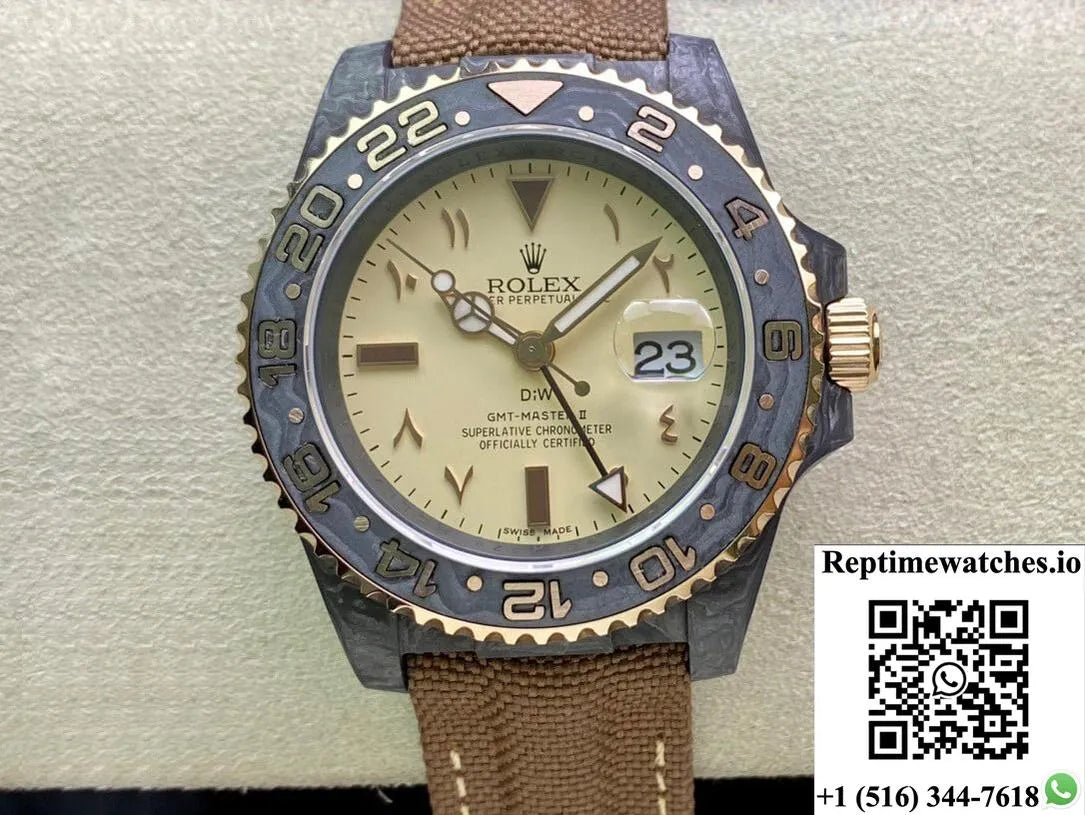 Rolex Gmt-Master Ii Diw Carbon Fiber Brown Fabric Strap-Rep Time Watches