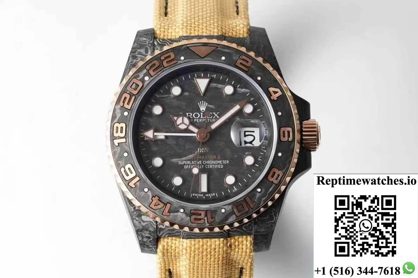 Rolex Gmt-Master Ii Diw Carbon Fiber Yellow Fabric Strap-Rep Time Watches