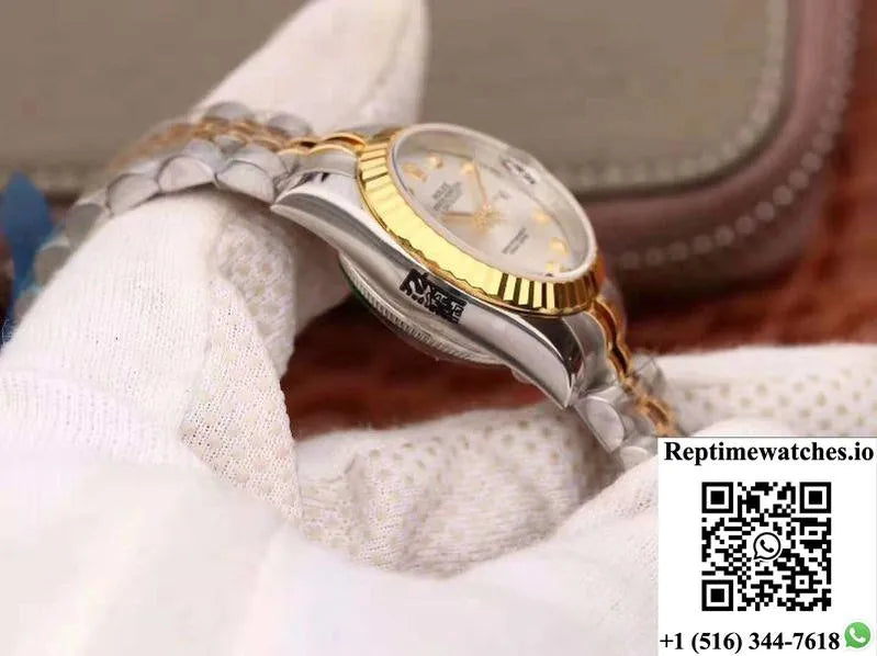 Rolex Lady Datejust 18K Gold 28Mm Silver Dial-Rep Time Watches