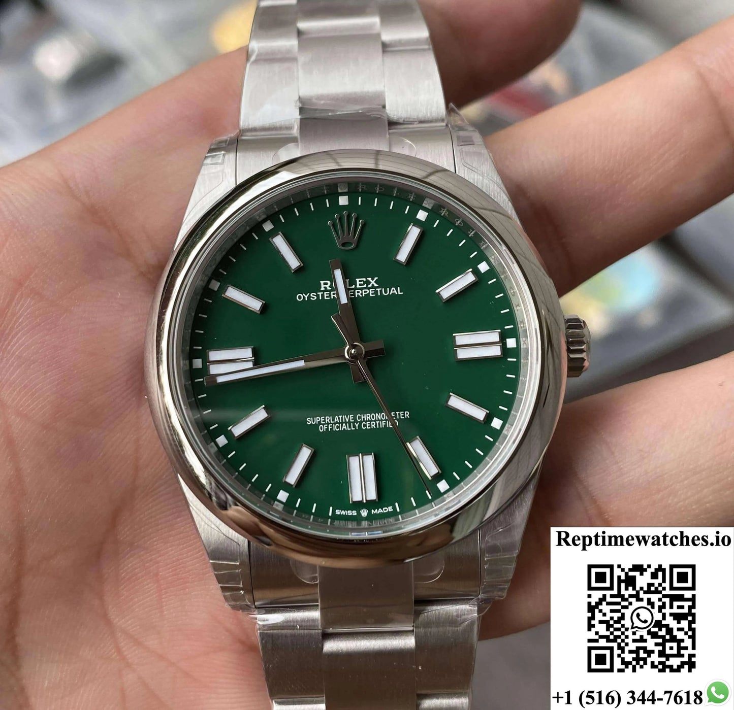 Rolex Oyster Perpetual 41Mm M124300-0005 Vs Factory Green Dial-Rep Time Watches