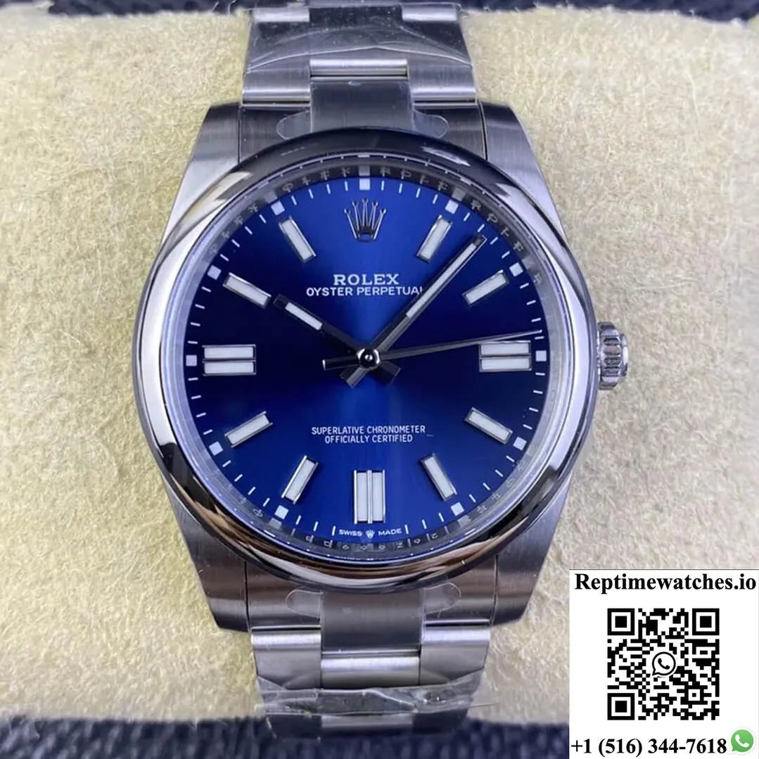 Rolex Oyster Perpetual M124300-0003 41Mm Clean Factory Blue Dial-Rep Time Watches