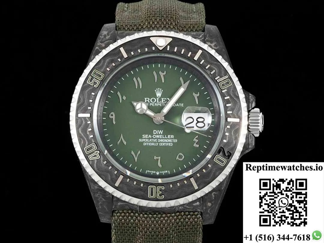 Rolex Sea-Dweller Diw Factory Carbon Fiber Green Dial-Rep Time Watches