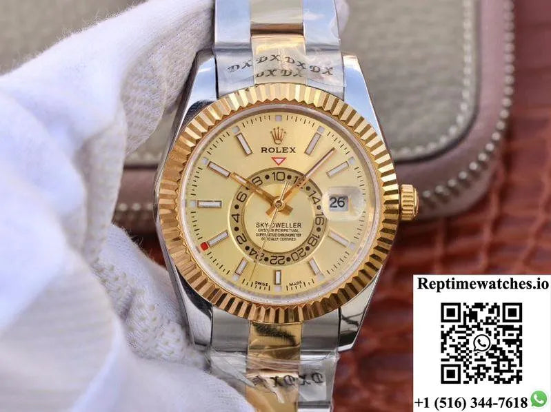 Rolex Sky-Dweller 326938-72418 Gold Dial-Rep Time Watches