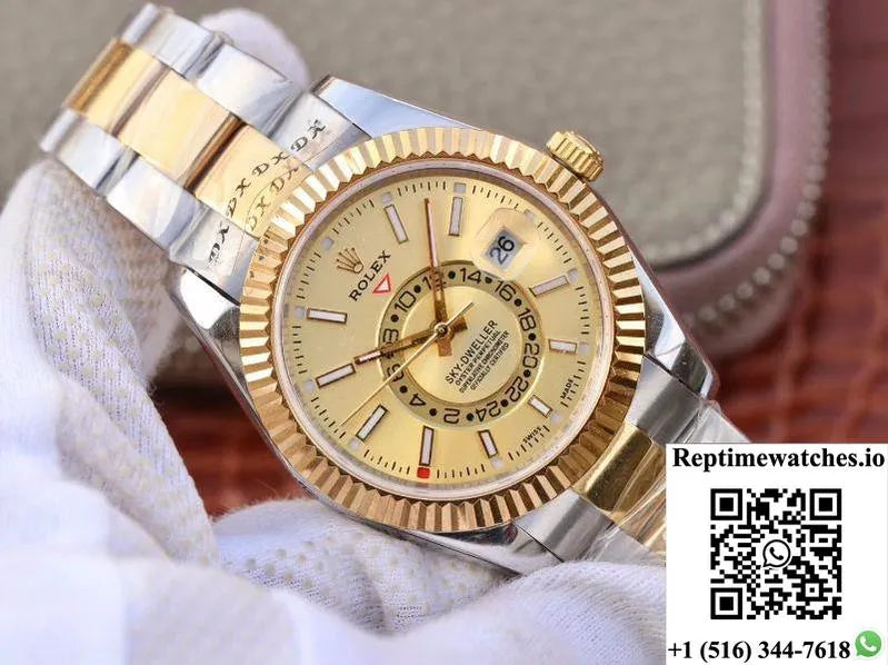 Rolex Sky-Dweller 326938-72418 Gold Dial-Rep Time Watches
