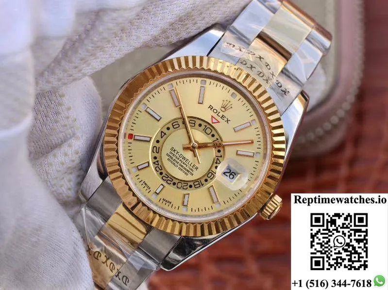 Rolex Sky-Dweller 326938-72418 Gold Dial-Rep Time Watches