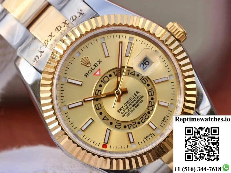 Rolex Sky-Dweller 326938-72418 Gold Dial-Rep Time Watches