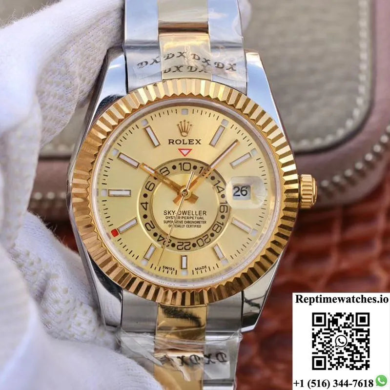 Rolex Sky-Dweller 326938-72418 Gold Dial-Rep Time Watches