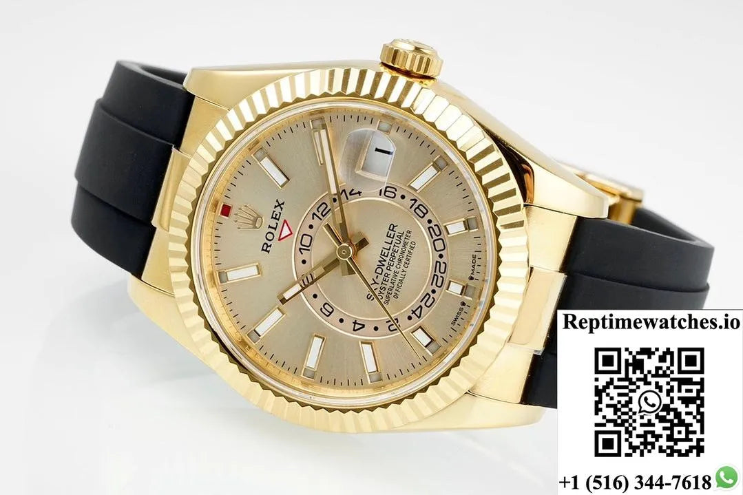 Rolex Sky-Dweller M326238-0007 Zf Factory V2 Gold Dial-Rep Time Watches