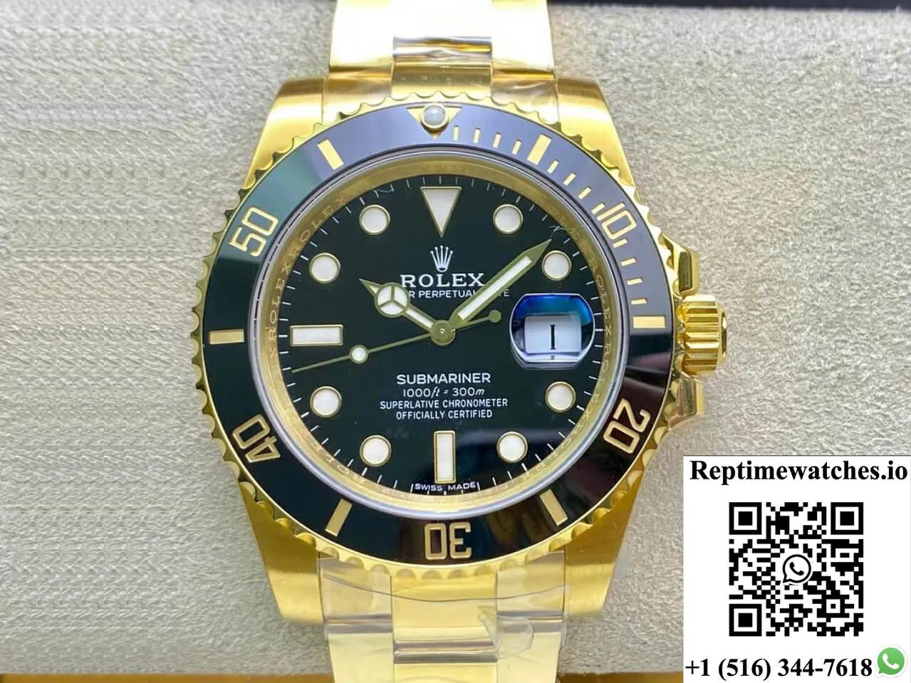 Rolex Submariner 116618Ln-97208 Vs Factory Yellow Gold Black Dial-Rep Time Watches