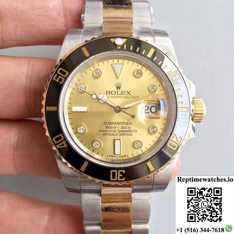 Rolex Submariner Date 116613Ln 2018 Noob Factory V8 Champagne Dial-Rep Time Watches