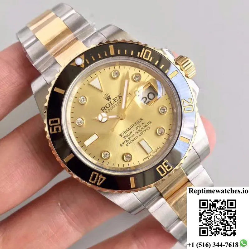 Rolex Submariner Date 116613Ln 2018 Noob Factory V8 Champagne Dial-Rep Time Watches