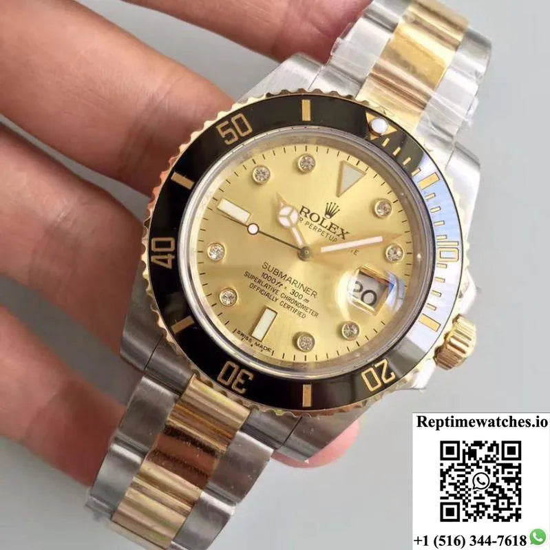 Rolex Submariner Date 116613Ln 2018 Noob Factory V8 Champagne Dial-Rep Time Watches