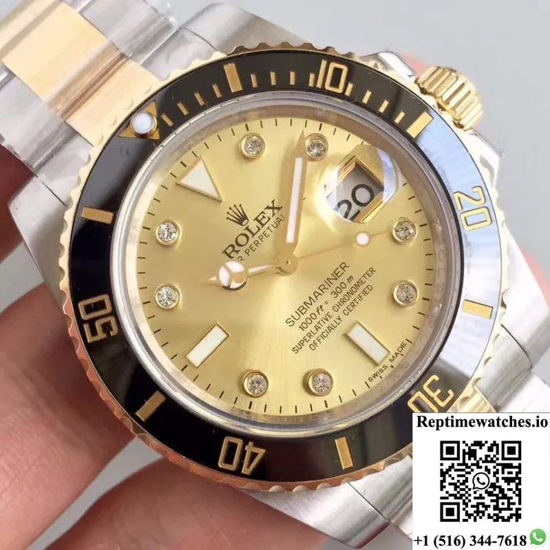 Rolex Submariner Date 116613Ln 2018 Noob Factory V8 Champagne Dial-Rep Time Watches