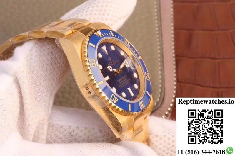 Rolex Submariner Date 116618Lb Vr Factory 18K Yellow Gold Wrapped Blue Dial-Rep Time Watches