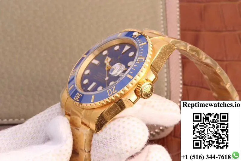 Rolex Submariner Date 116618Lb Vr Factory 18K Yellow Gold Wrapped Blue Dial-Rep Time Watches