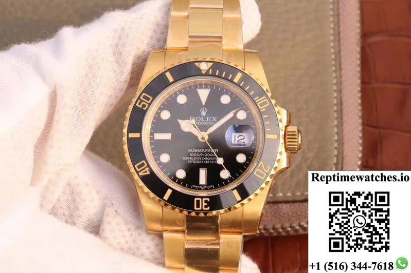 Rolex Submariner Date 116618Ln Vr Factory 18K Yellow Gold Wrapped Black Dial-Rep Time Watches