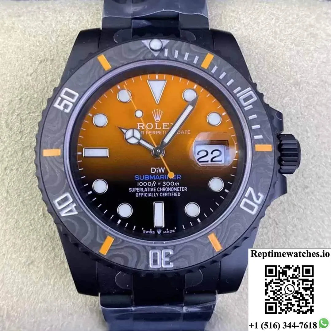 Rolex Submariner Vs Factory Carbon Fiber Orange Gradient Dial-Rep Time Watches