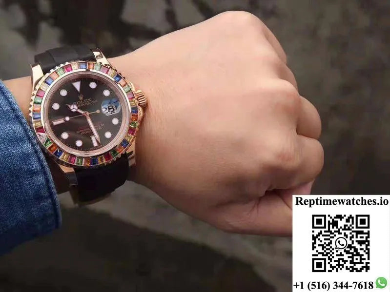 Rolex Yacht Master 116695Sats 40Mm Noob Factory 18K Rose Gold Wrapped Black Dial-Rep Time Watches