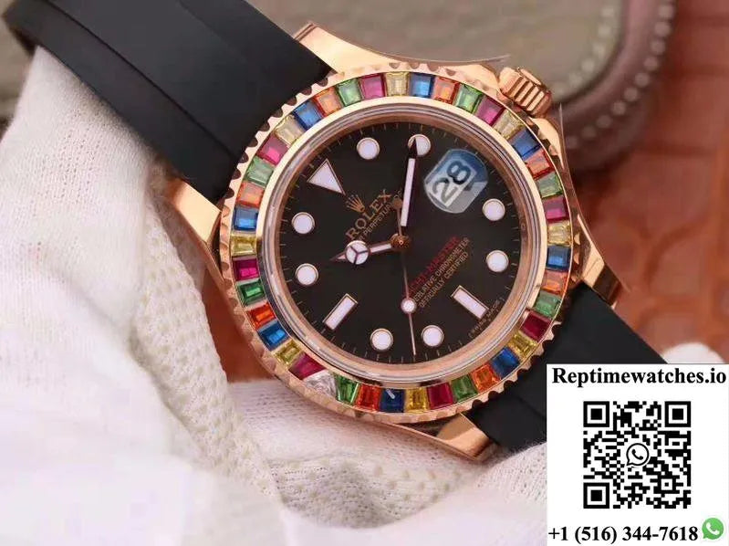 Rolex Yacht Master 116695Sats 40Mm Noob Factory 18K Rose Gold Wrapped Black Dial-Rep Time Watches