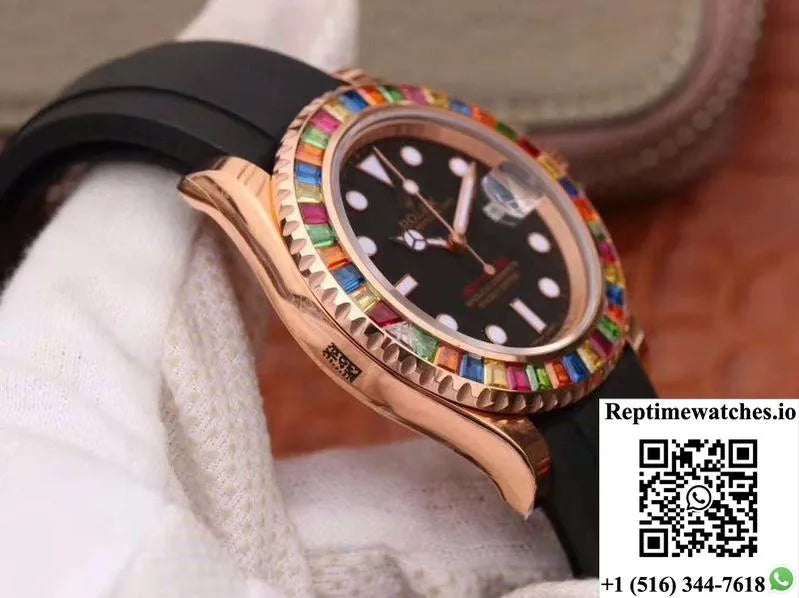 Rolex Yacht Master 116695Sats 40Mm Noob Factory 18K Rose Gold Wrapped Black Dial-Rep Time Watches