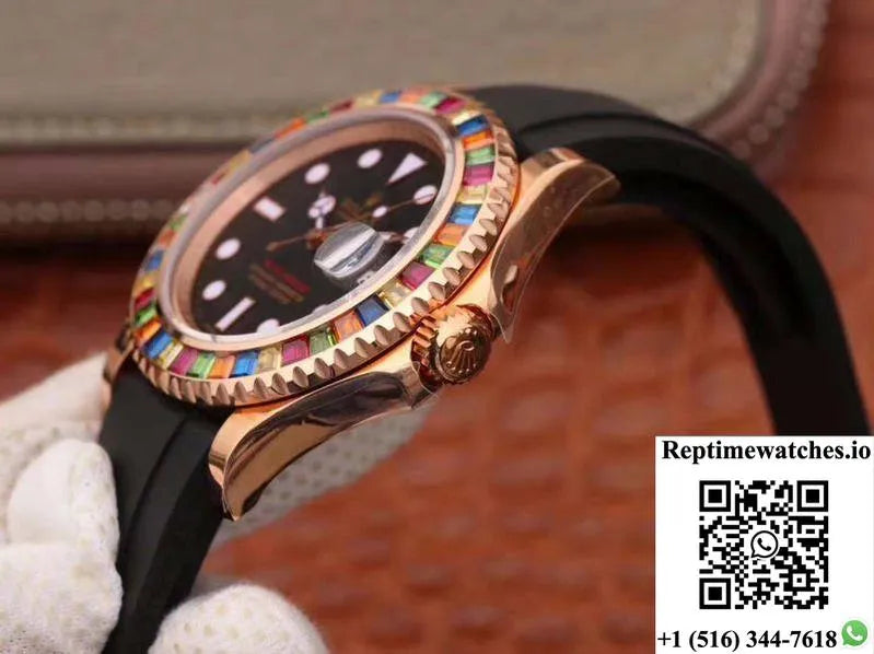 Rolex Yacht Master 116695Sats 40Mm Noob Factory 18K Rose Gold Wrapped Black Dial-Rep Time Watches