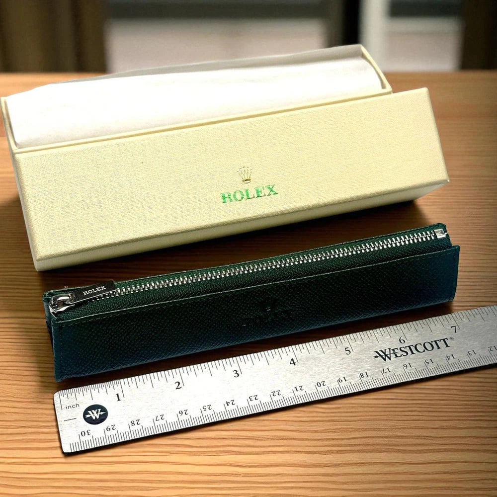 ROLEX GREEN LEATHER PEN POUCH – VIP AD GIFT | ELEGANT PENCIL HOLDER